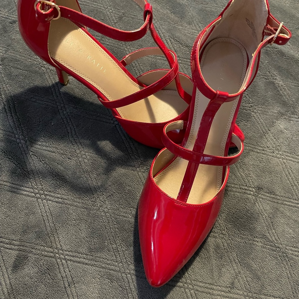 NWOT … red strapped heels